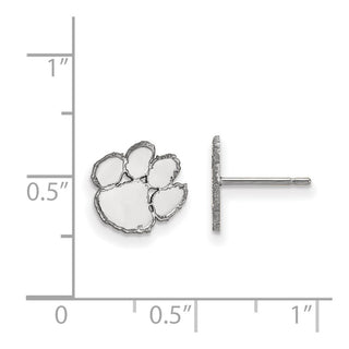 10k White Gold LogoArt Clemson University Tiger Paw Extra Small Post Earrings