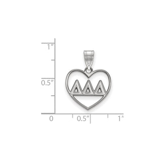 Sterling Silver Rhodium-plated LogoArt Delta Delta Delta Sorority Greek Letters Heart Pendant