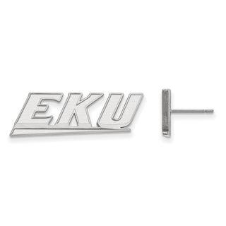 Sterling Silver Rhodium-plated LogoArt Eastern Kentucky University E-K-U Small Post Earrings