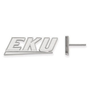 Sterling Silver Rhodium-plated LogoArt Eastern Kentucky University E-K-U Small Post Earrings