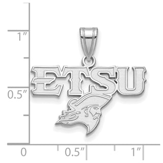 Sterling Silver Rhodium-plated LogoArt East Tennessee State U. Medium Pendant