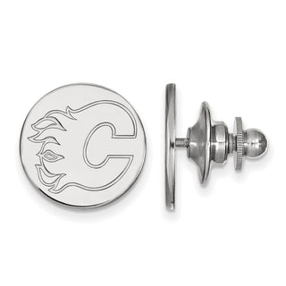 14k White Gold NHL LogoArt Calgary Flames Lapel Pin