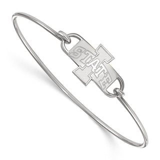 Sterling Silver Rhodium-plated LogoArt Iowa State University Medium Center 7 inch Wire Bangle Bracelet