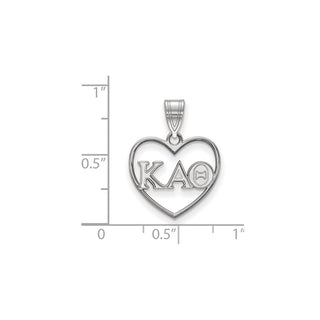 Sterling Silver Rhodium-plated LogoArt Kappa Alpha Theta Sorority Greek Letters Heart Pendant