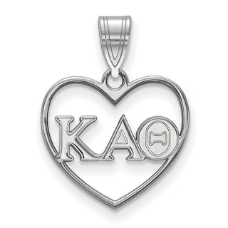 Sterling Silver Rhodium-plated LogoArt Kappa Alpha Theta Sorority Greek Letters Heart Pendant