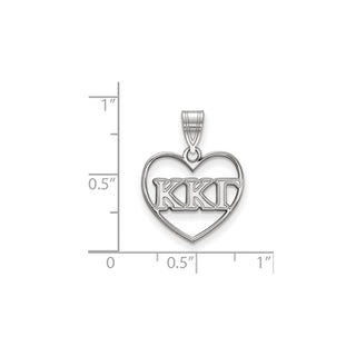 Sterling Silver Rhodium-plated LogoArt Kappa Kappa Gamma Sorority Greek Letters Heart Pendant