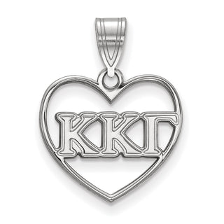 Sterling Silver Rhodium-plated LogoArt Kappa Kappa Gamma Sorority Greek Letters Heart Pendant