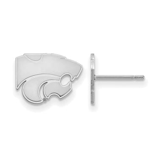 Sterling Silver Rhodium-plated LogoArt Kansas State University Wildcat Extra Small Post Earrings