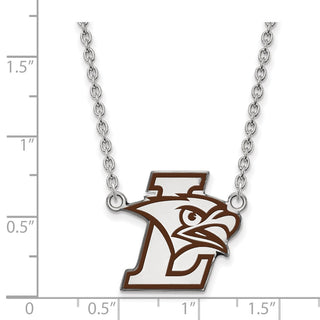 Sterling Silver Rhodium-plated LogoArt Lehigh University Large Enameled Pendant 18 inch Necklace