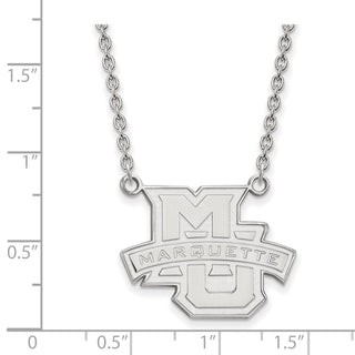 Sterling Silver Rhodium-plated LogoArt Marquette University Large Pendant 18 inch Necklace