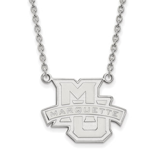 Sterling Silver Rhodium-plated LogoArt Marquette University Large Pendant 18 inch Necklace