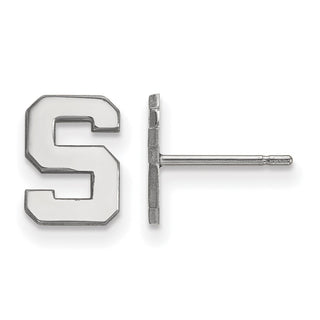 14k White Gold LogoArt Michigan State University Letter S Extra Small Post Earrings