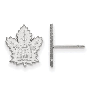 Sterling Silver Rhodium-plated NHL LogoArt Toronto Maple Leafs Small Post Earrings