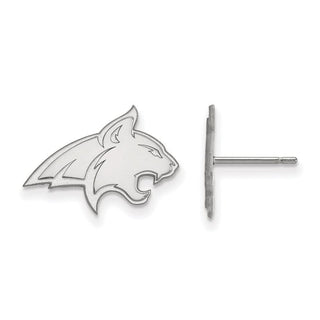 14k White Gold LogoArt Montana State University Bobcat Small Post Earrings