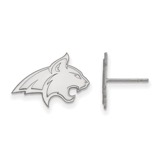 14k White Gold LogoArt Montana State University Bobcat Small Post Earrings