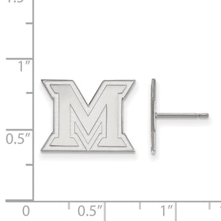 Sterling Silver Rhodium-plated LogoArt Miami University Ohio Letter M Small Post Earrings