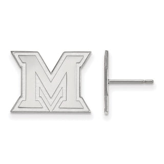 Sterling Silver Rhodium-plated LogoArt Miami University Ohio Letter M Small Post Earrings