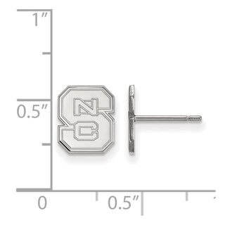 10k White Gold LogoArt North Carolina State University N-C-S Extra Small Post Earrings