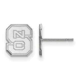 14k White Gold LogoArt North Carolina State University N-C-S Extra Small Post Earrings
