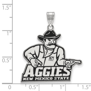 Sterling Silver Rhodium-plated LogoArt New Mexico State University Aggies Extra Large Enameled Pendant
