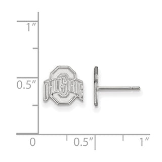 10k White Gold LogoArt The Ohio State University Extra Small Post Earrings