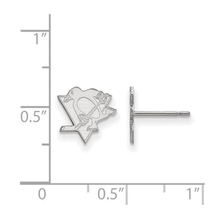 Sterling Silver Rhodium-plated NHL LogoArt Pittsburgh Penguins Extra Small Post Earrings