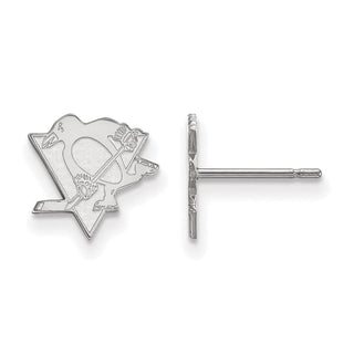 Sterling Silver Rhodium-plated NHL LogoArt Pittsburgh Penguins Extra Small Post Earrings