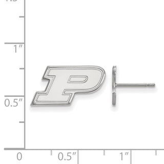 Sterling Silver Rhodium-plated LogoArt Purdue University Letter P Extra Small Post Earrings