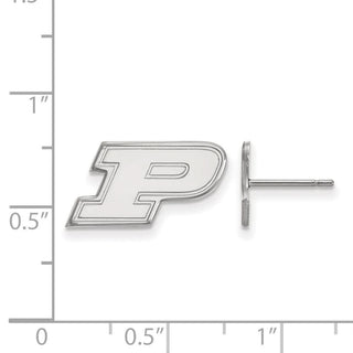 10k White Gold LogoArt Purdue University Letter P Extra Small Post Earrings