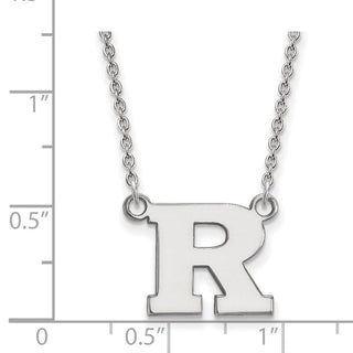 Sterling Silver Rhodium-plated LogoArt Rutgers University Letter R Small Pendant 18 inch Necklace