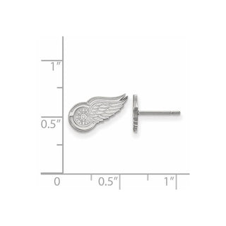 Sterling Silver Rhodium-plated NHL LogoArt Detroit Red Wings Extra Small Post Earrings