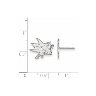 14k White Gold NHL LogoArt San Jose Sharks Small Post Earrings