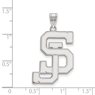 14k White Gold LogoArt San Jose State University S-J Extra Large Pendant