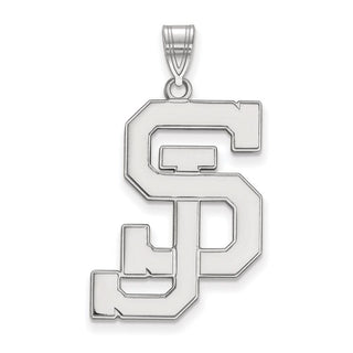 Sterling Silver Rhodium-plated LogoArt San Jose State University S-J Extra Large Pendant