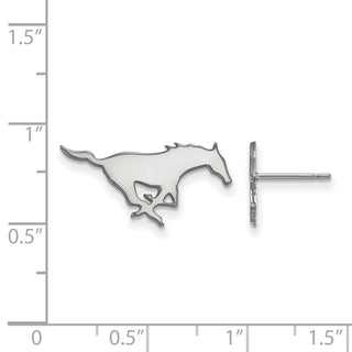 10k White Gold LogoArt Southern Methodist University Mustang Small Post Earrings