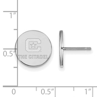 Sterling Silver Rhodium-plated LogoArt The Citadel Small Post Earrings