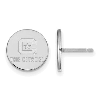 Sterling Silver Rhodium-plated LogoArt The Citadel Small Post Earrings