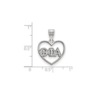 Sterling Silver Rhodium-plated LogoArt Theta Phi Alpha Sorority Greek Letters Heart Pendant