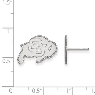 10k White Gold LogoArt University of Colorado Buffalo Small Post Earrings