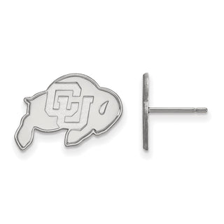 Sterling Silver Rhodium-plated LogoArt University of Colorado Buffalo Small Post Earrings