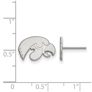 14k White Gold LogoArt University of Iowa Hawk Extra Small Post Earrings