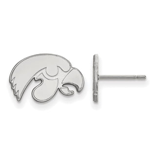 Sterling Silver Rhodium-plated LogoArt University of Iowa Hawk Extra Small Post Earrings