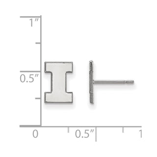 Sterling Silver Rhodium-plated LogoArt University of Illinois Letter I Extra Small Post Earrings
