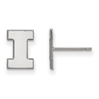Sterling Silver Rhodium-plated LogoArt University of Illinois Letter I Extra Small Post Earrings