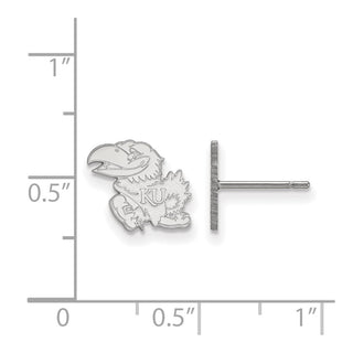 Sterling Silver Rhodium-plated LogoArt University of Kansas Jayhawk Extra Small Post Earrings SS008UKS