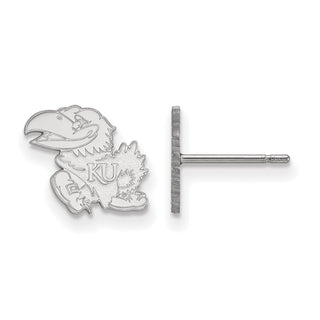 14k White Gold LogoArt University of Kansas Jayhawk Extra Small Post Earrings 4W008UKS
