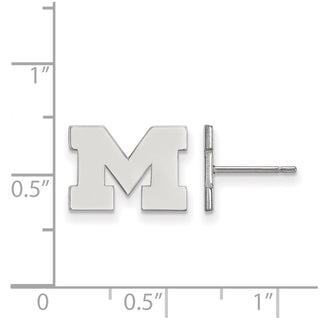 14k White Gold LogoArt University of Michigan Letter M Extra Small Post Earrings