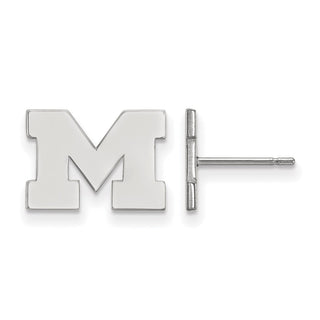 Sterling Silver Rhodium-plated LogoArt University of Michigan Letter M Extra Small Post Earrings