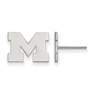 10k White Gold LogoArt University of Michigan Letter M Extra Small Post Earrings