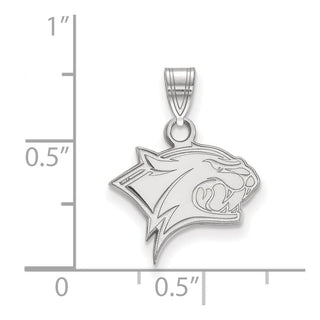 Sterling Silver Rhodium-plated LogoArt University of New Hampshire Wildcat Small Pendant